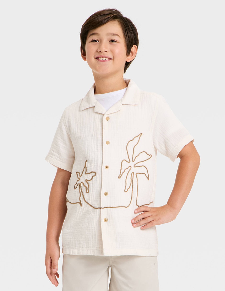 Camisa casual de algodón manga corta para niño