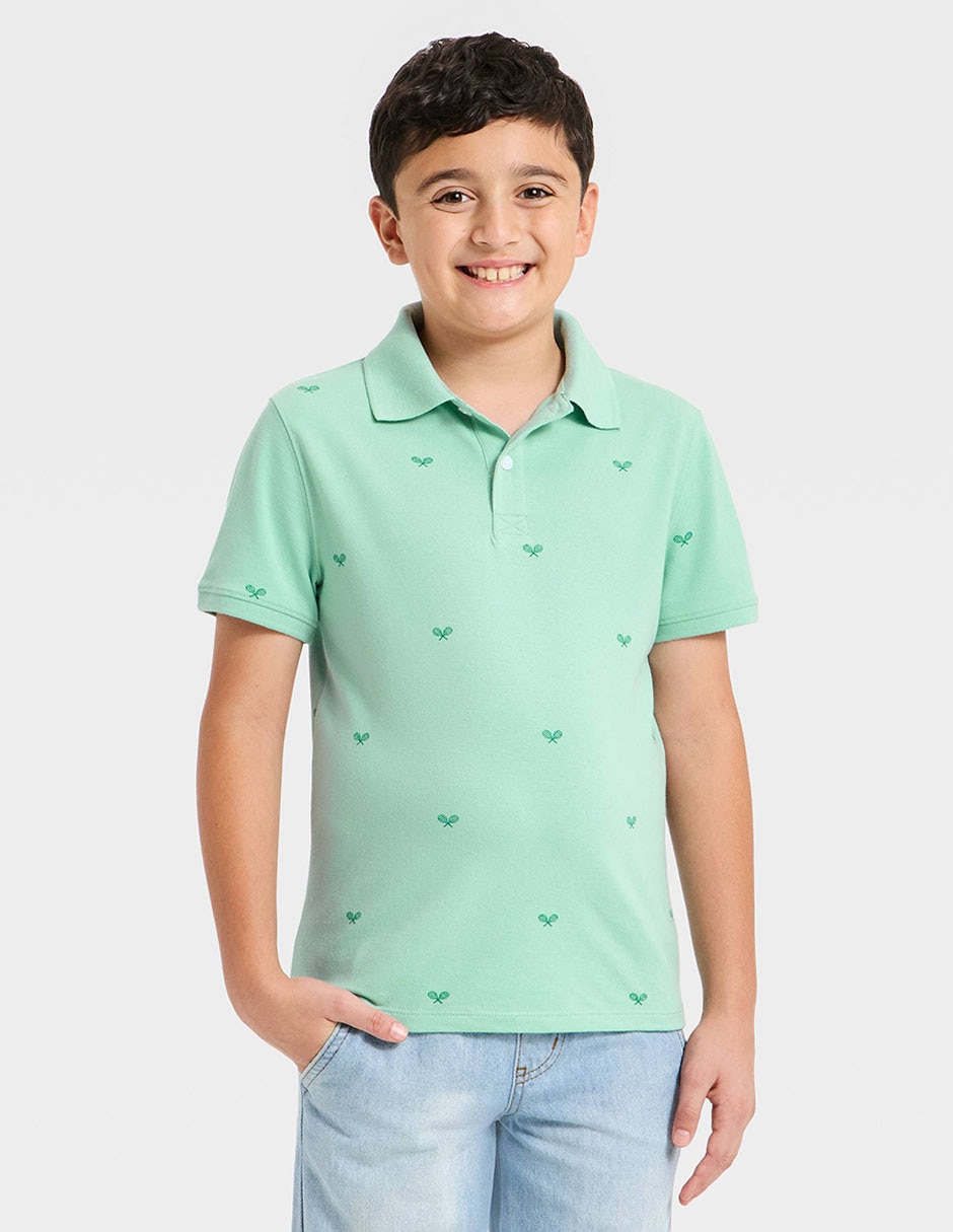 Playera tipo polo de algodón para niño