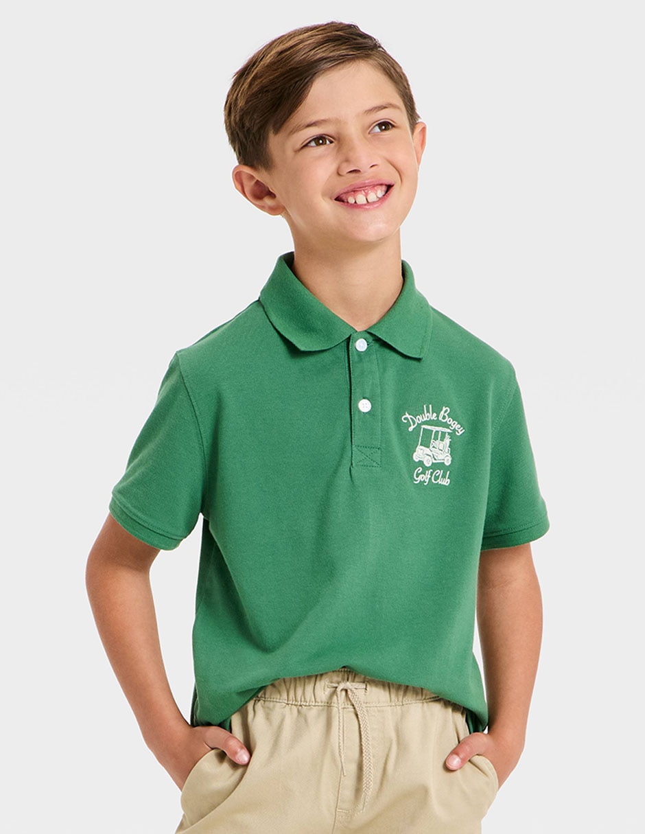 Playera tipo polo de algodón para niño