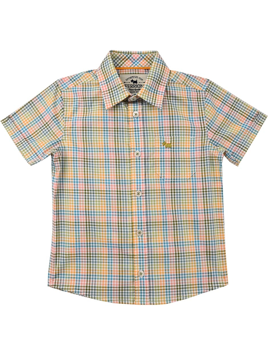 Camisa casual Rena de algodón manga corta para niño