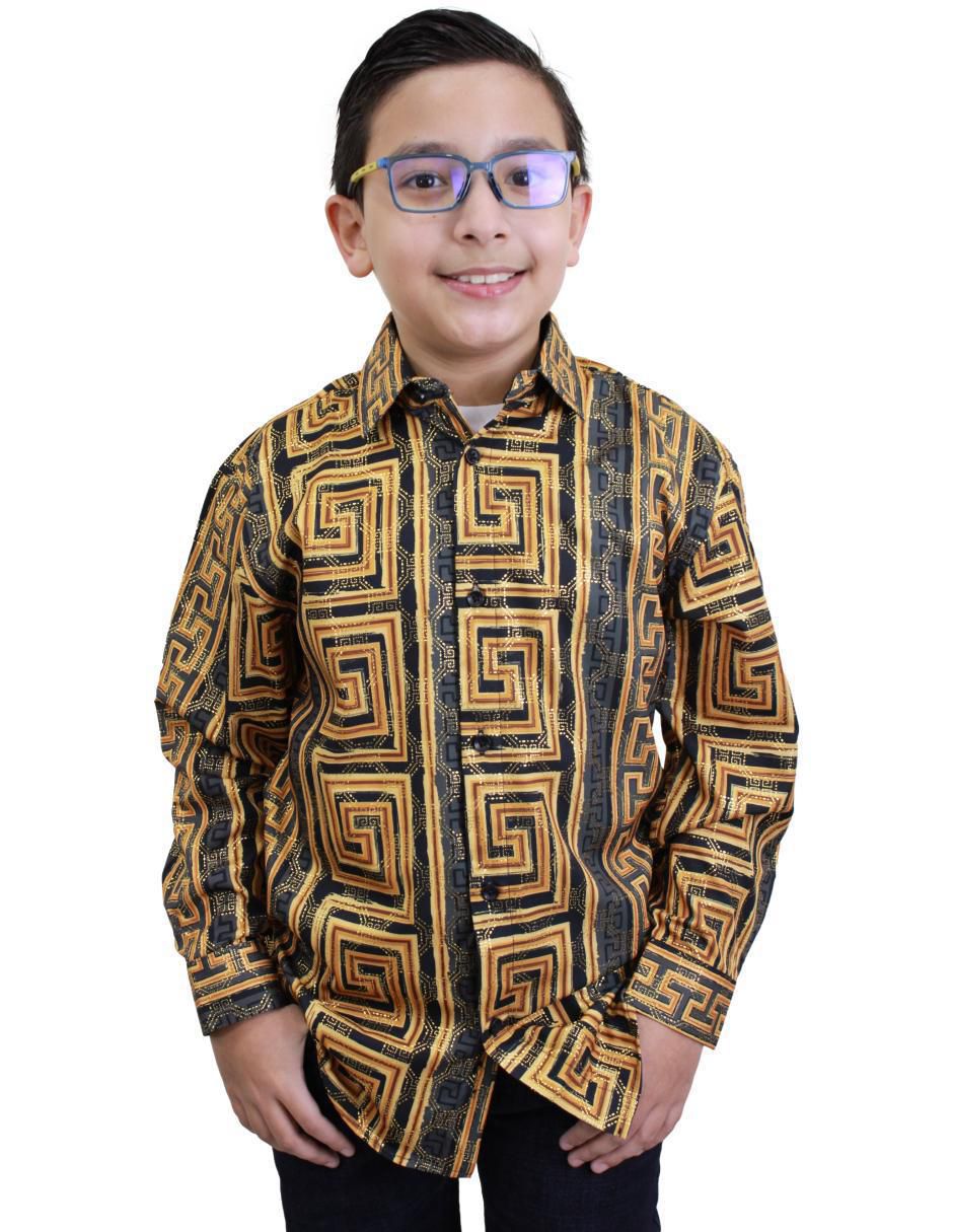 Camisa casual Pavini de algodón manga larga para niño Camisa casual Pavini de algodón manga larga para niño